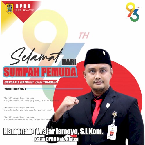 elamat Memperingati Hari Sumpah Pemuda 28 Oktober 2021.  #dprdklaten #sumpahpemuda #bersatubangkitdantumbuh