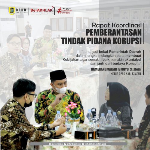 Rapat Koordinasi Pemberantasan Tindak Pidana Korupsi Terintegrasi di Wilayah Provinsi Jawa Tengah bersama rekan rekan Ketua DPRD dan Bupati Walikota Se Jawa Tengah, Selasa siang, di Kantor Gurbernur Jawa Tengah (27/9)  #dprdklaten #pemberantasantipikor