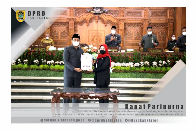 DPRD KLATEN GELAR RAPAT PARIPURNA “ PERSETUJUAN DEWAN TERHADAP DUA RAPERDA ”