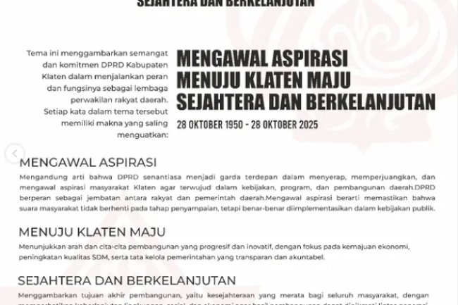 Filosofi  Tema HUT DPRD Kabupaten Klaten Ke-75 , 28 Oktober 2025