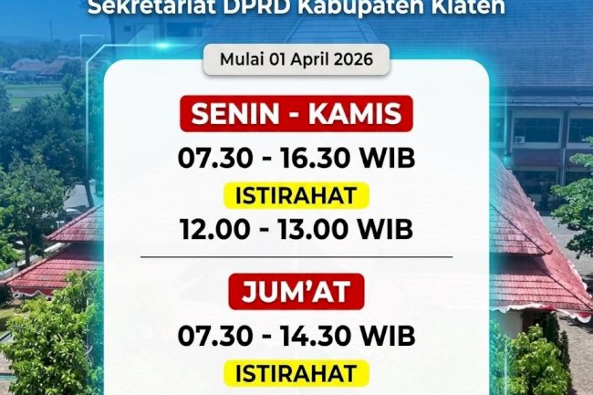 Informasi Jam Operasional Layanan Sekretariat DPRD Kabupaten Klaten