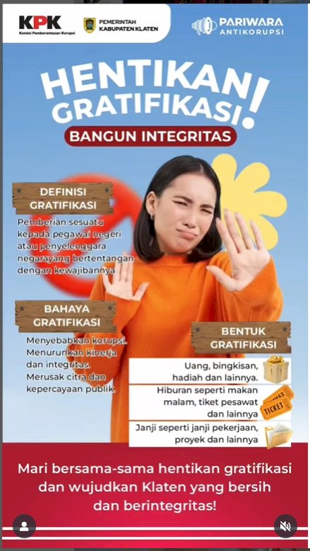 Stop Gratifikasi! Wujudkan Klaten Berintegritas dan Bersih dari Korupsi.