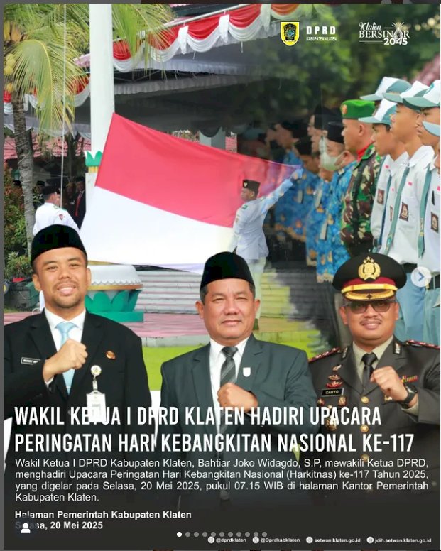 Wakil Ketua I DPRD Klaten Hadiri Upacara Peringatan Hari Kebangkitan Nasional ke-117 Tahun 2025