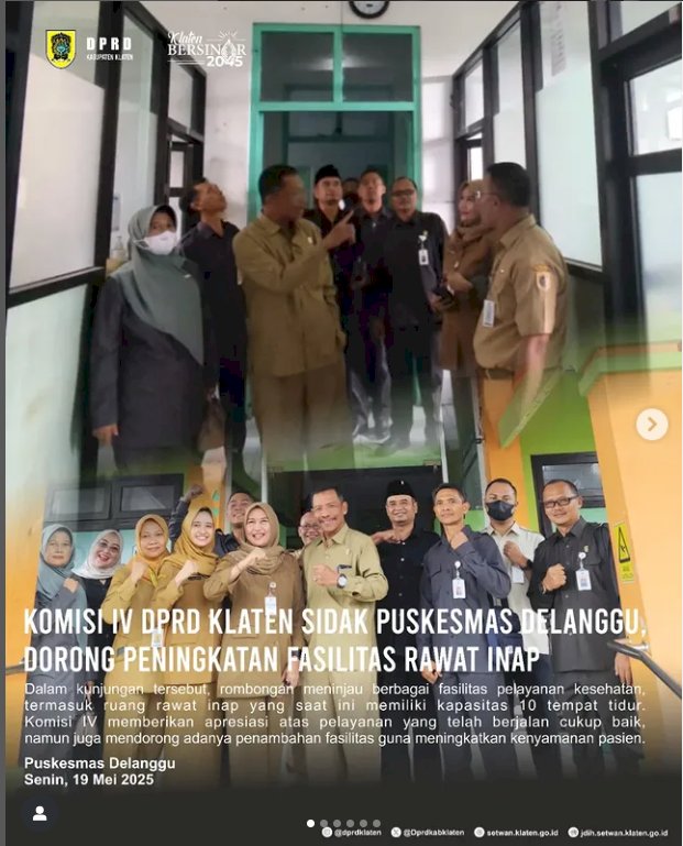 Komisi IV DPRD Klaten Sidak Puskesmas Delanggu, Dorong Peningkatan Fasilitas Rawat Inap