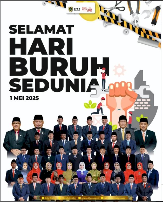 Selamat Hari Buruh Sedunia dan penghargaan yang setinggi-tingginya kepada seluruh pekerja dan buruh di Kabupaten Klaten dan di seluruh Indonesia.