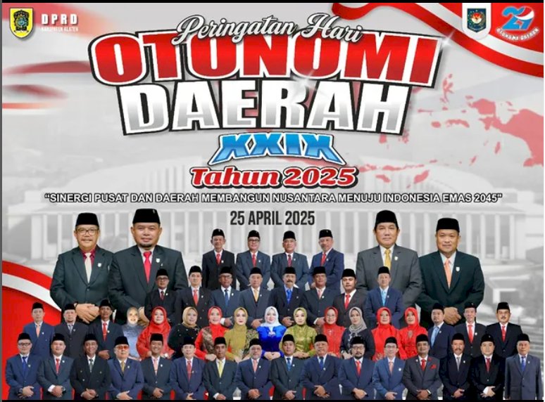 DPRD Kabupaten Klaten mengucapkan Selamat Memperingati Hari Otonomi Daerah ke-XXIX Tahun 2025 dengan tema “Sinergi Pusat dan Daerah Membangun Nusantara Menuju Indonesia Emas Tahun 2045”