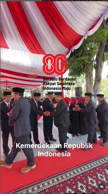 Pimpinan dan Anggota DPRD Kabupaten Klaten Mengikuti Upacara Kebesaran HUT ke-80 Kemerdekaan RI