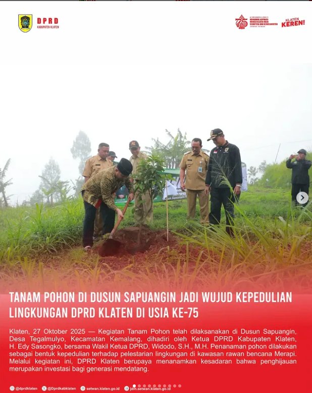 Hijaukan Lereng Merapi, DPRD Klaten Rayakan HUT ke-75 dengan Menanam Pohon