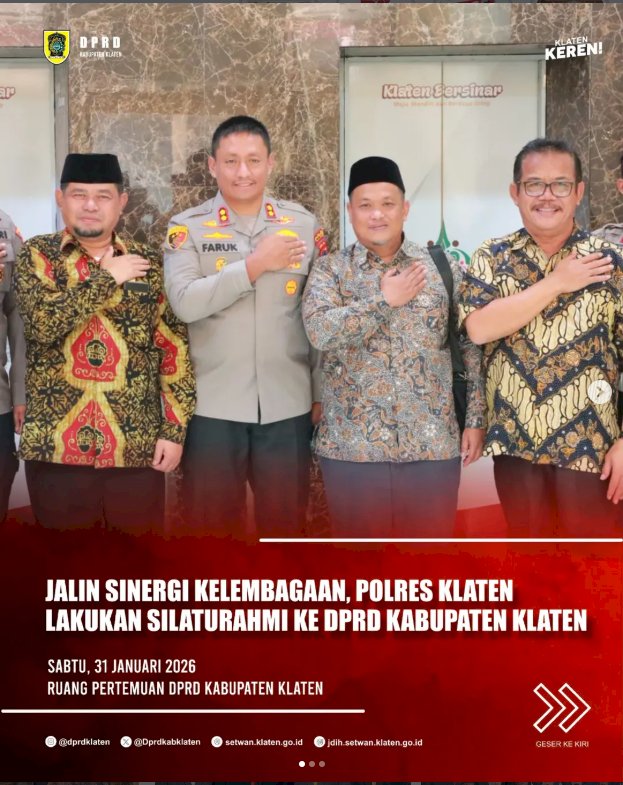 Jalin Sinergi Kelembagaan, Polres Klaten Lakukan Silaturahmi ke DPRD Kabupaten Klaten