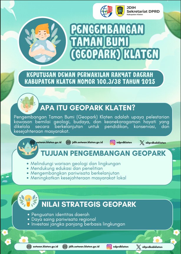 INFOGRAFIS RANCANGAN PERATURAN DAERAH KABUPATEN KLATEN TENTANG PENGEMBANGAN TAMAN BUMI (GEOPARK) KLATEN
